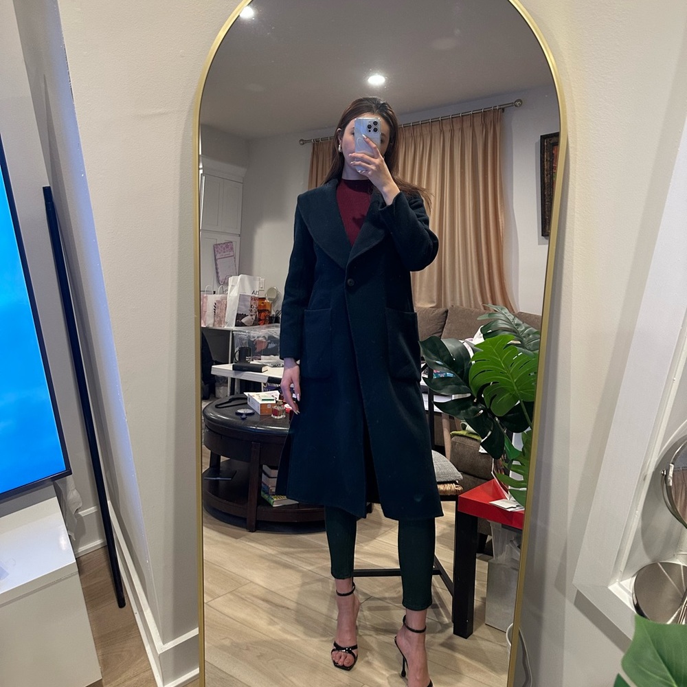 Club Monaco Long Wool Wrap Coat Deep Forest Green Size M/M - Picture 5 of 16